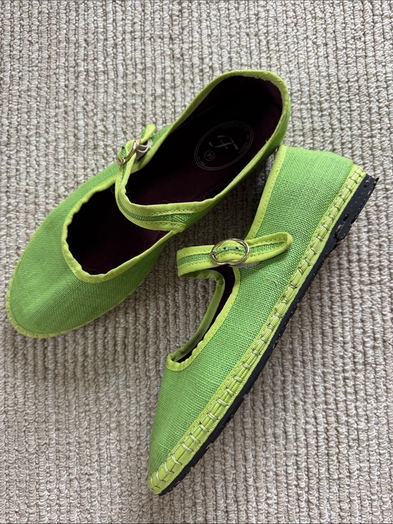 Flabelus Shoes - Flabelus Lime Green Line Mary Jane Espadrilles NWOT